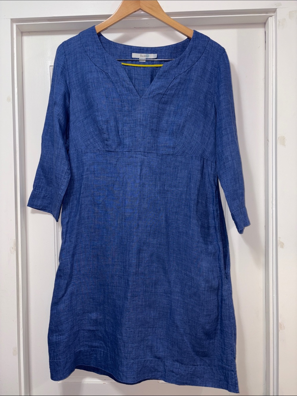 Boden Blue V-Neck Linen Swim Sheath